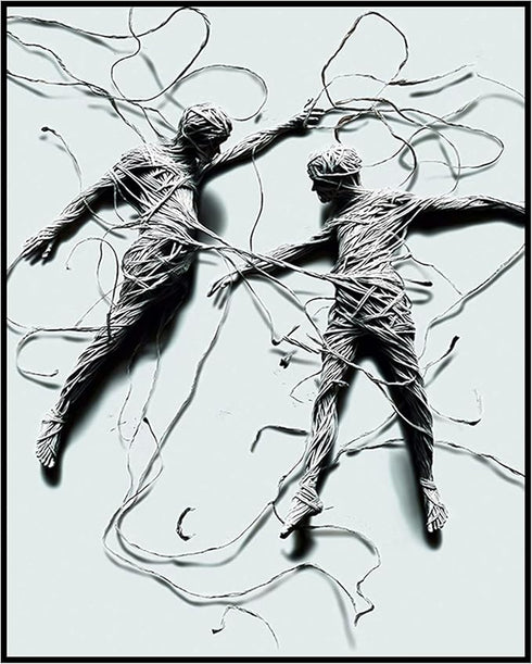 Posterizer 1 pcs-two thread man fighting and coming apart-abstract modern poster-Kids Room Art-Art for Animal Lovers-Decor for nursery toddlers ki...